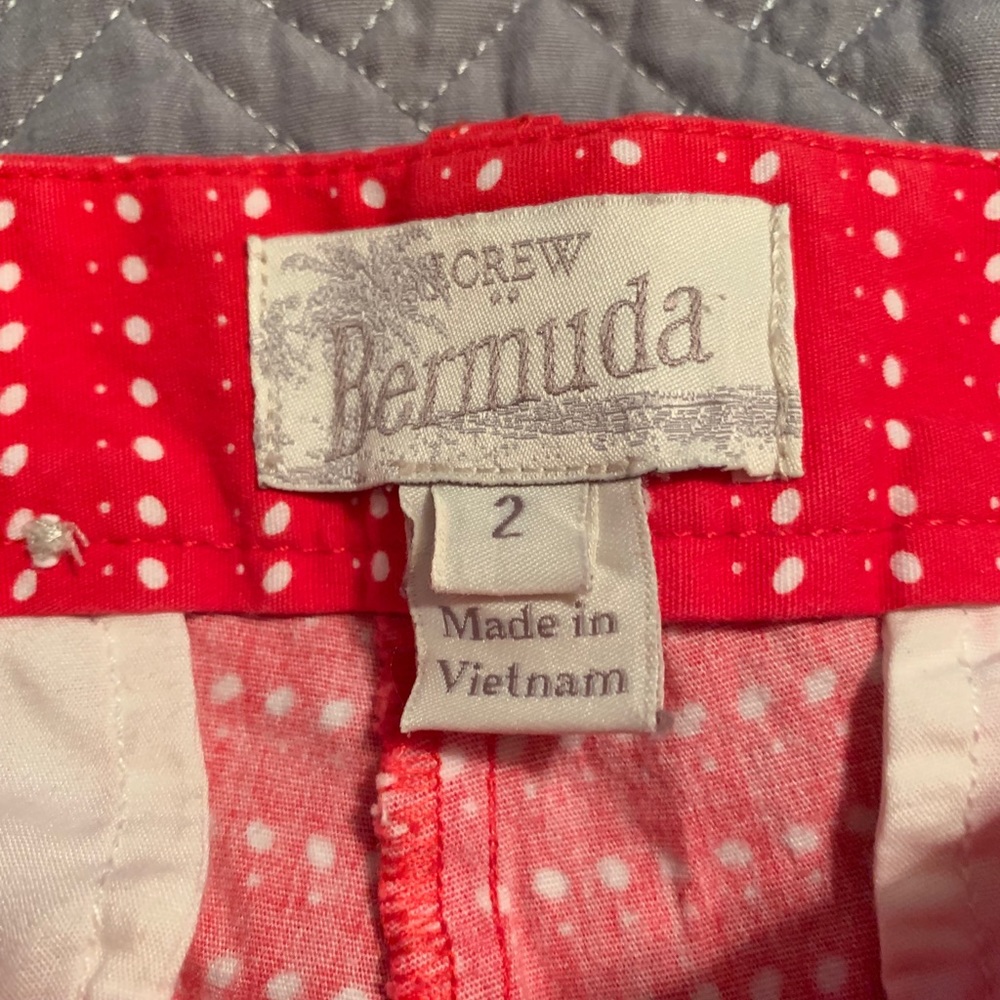 J Crew red/white polka dot Bermuda shorts, size 2